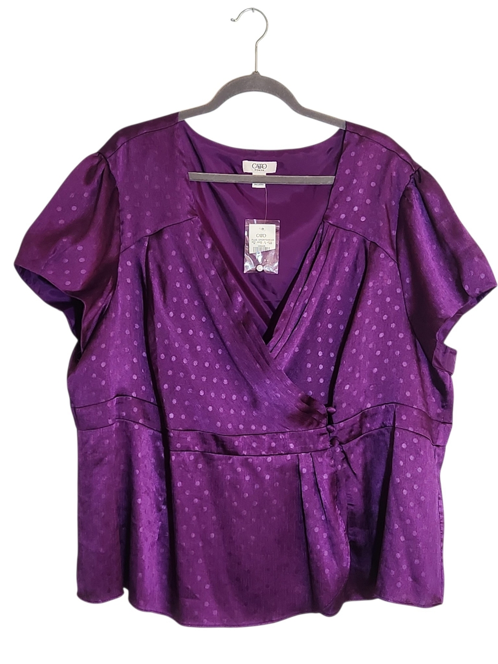 Cato Purple Tonal Polka Dot Blouse NWT Size 26/28
